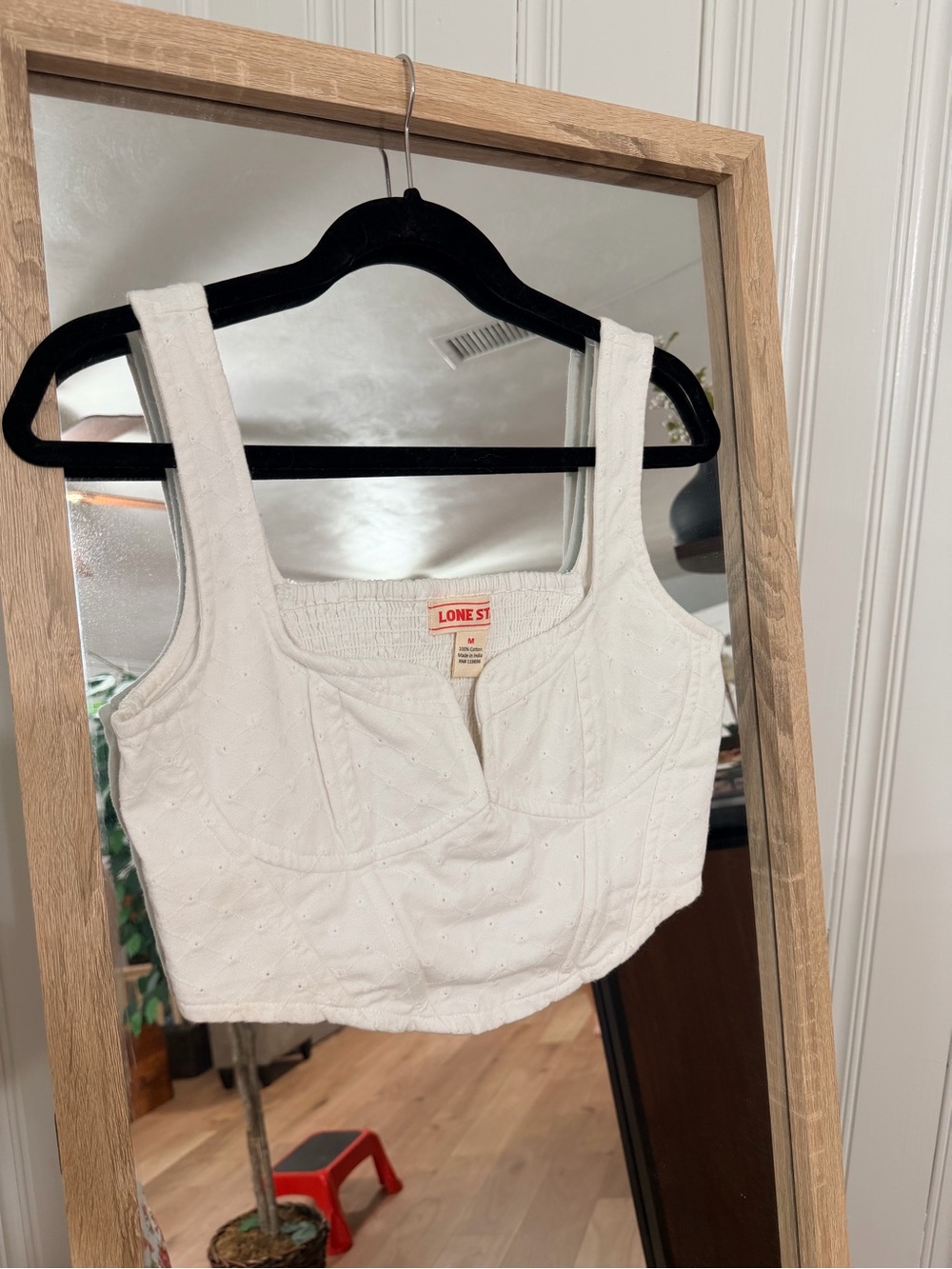 White Eyelet Cropped Tank Top
